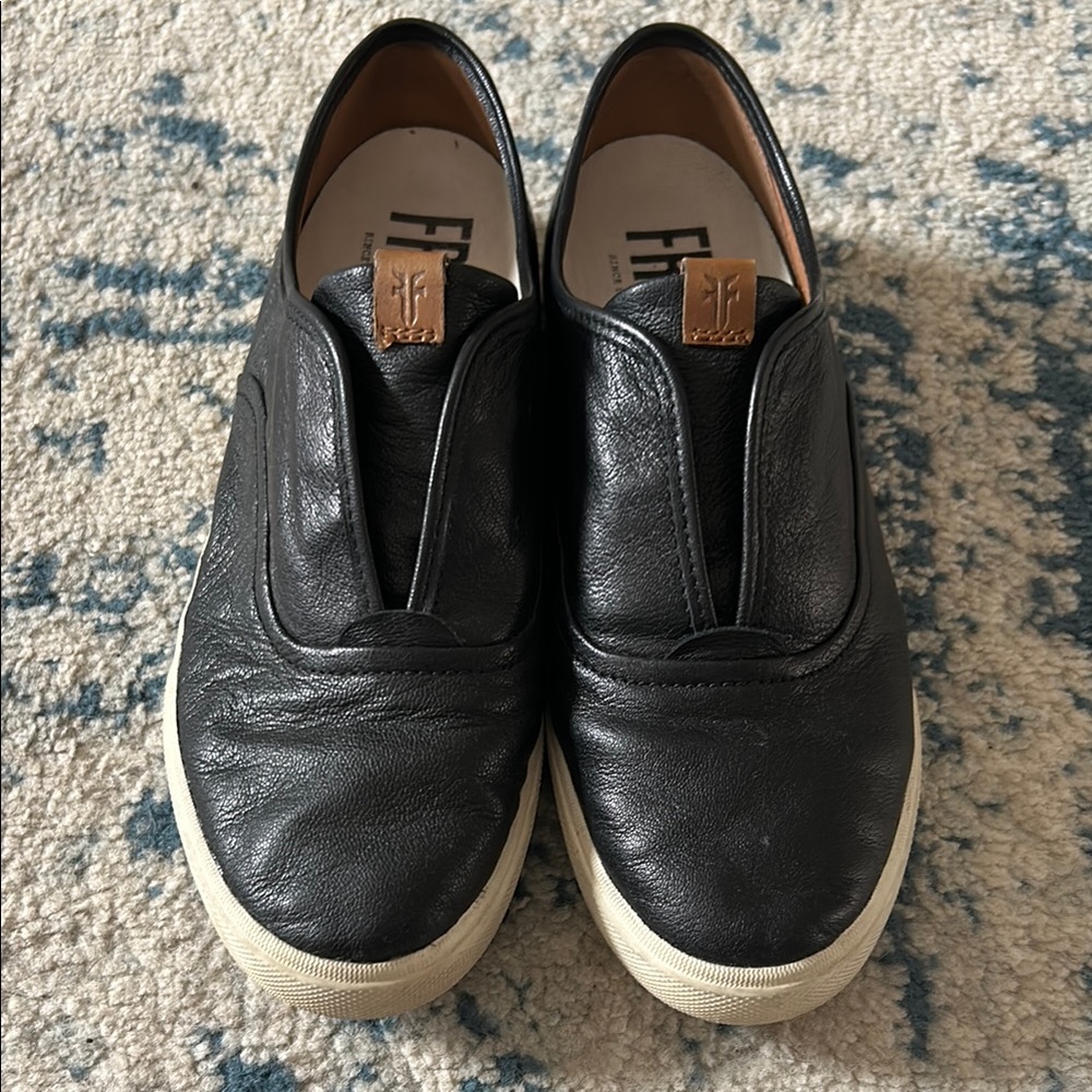 Black Leather Slip-On Shoes
